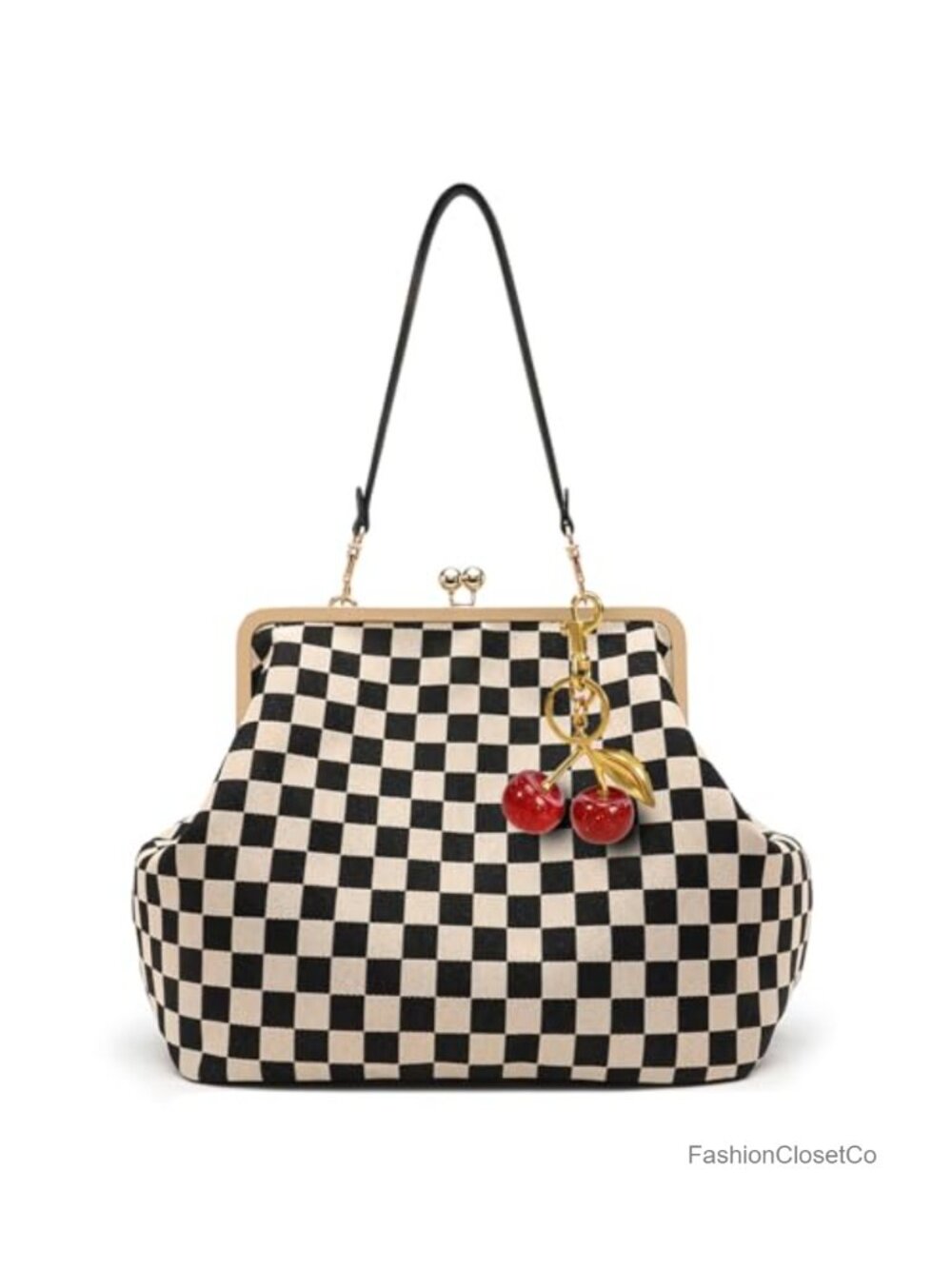 Kisslock Shoulder Tote Bag Faux Leather Satchel Purse